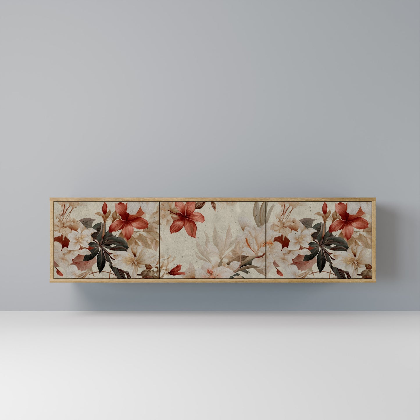 Porta TV a 3 ante PETAL HARMONY in effetto rovere