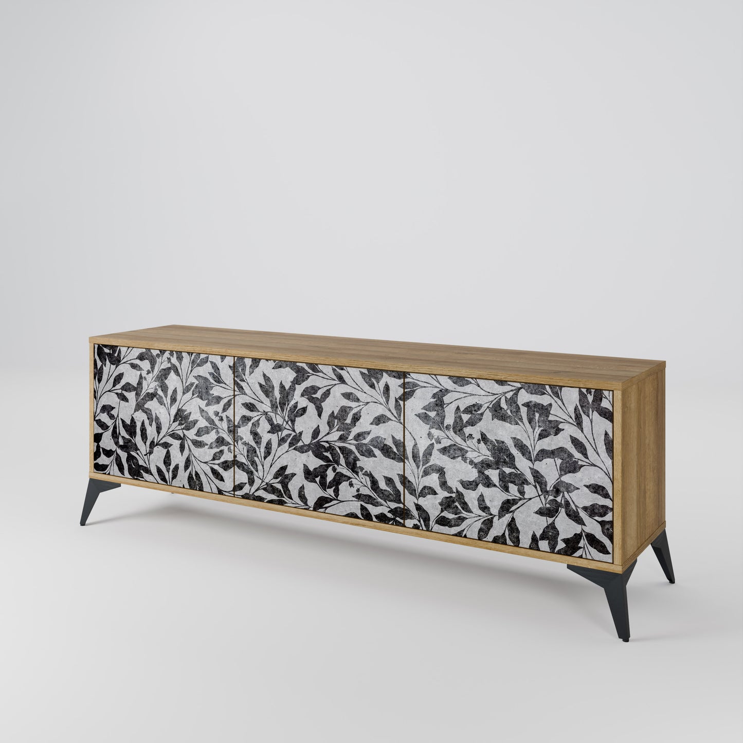 Mobile TV CHARCOAL SPROUT a 3 ante effetto rovere