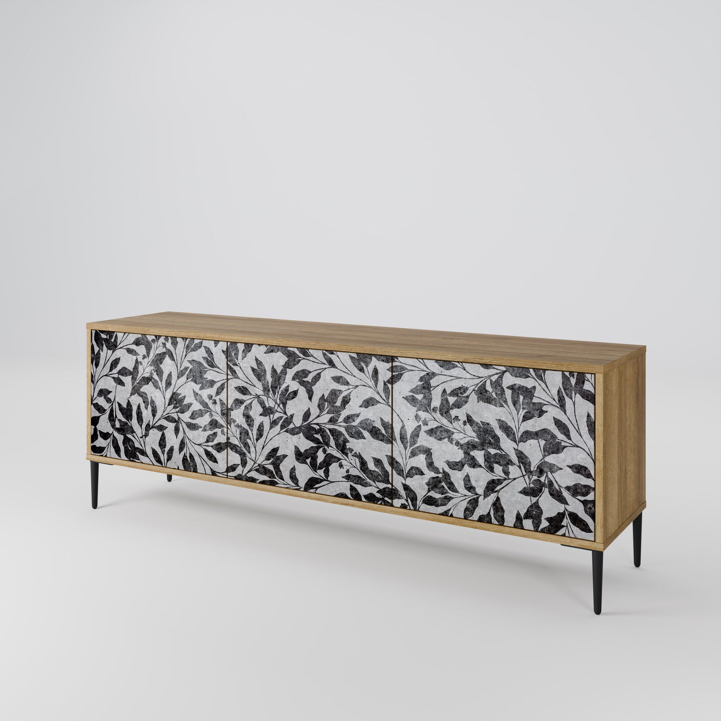 Mobile TV CHARCOAL SPROUT a 3 ante effetto rovere