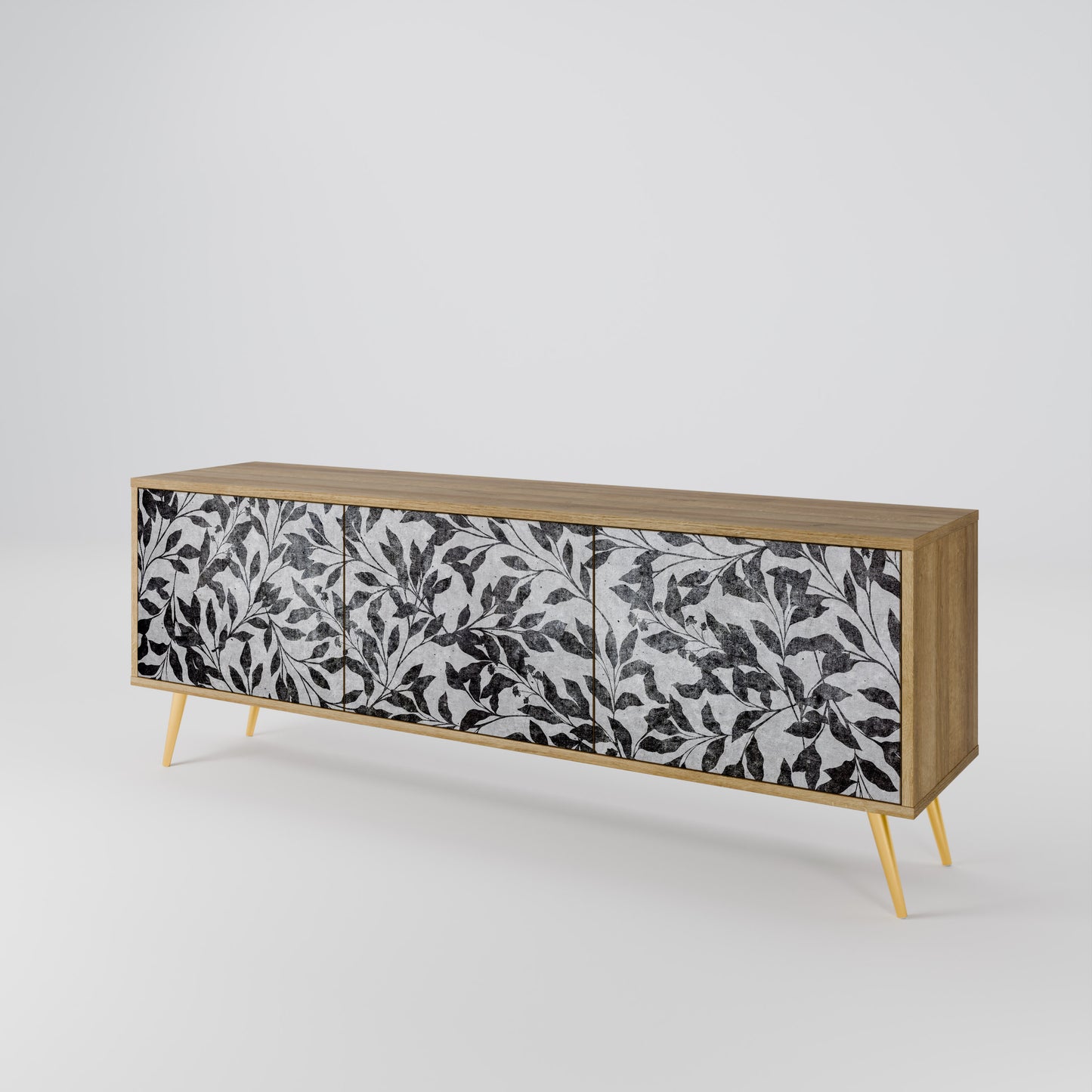 Mobile TV CHARCOAL SPROUT a 3 ante effetto rovere