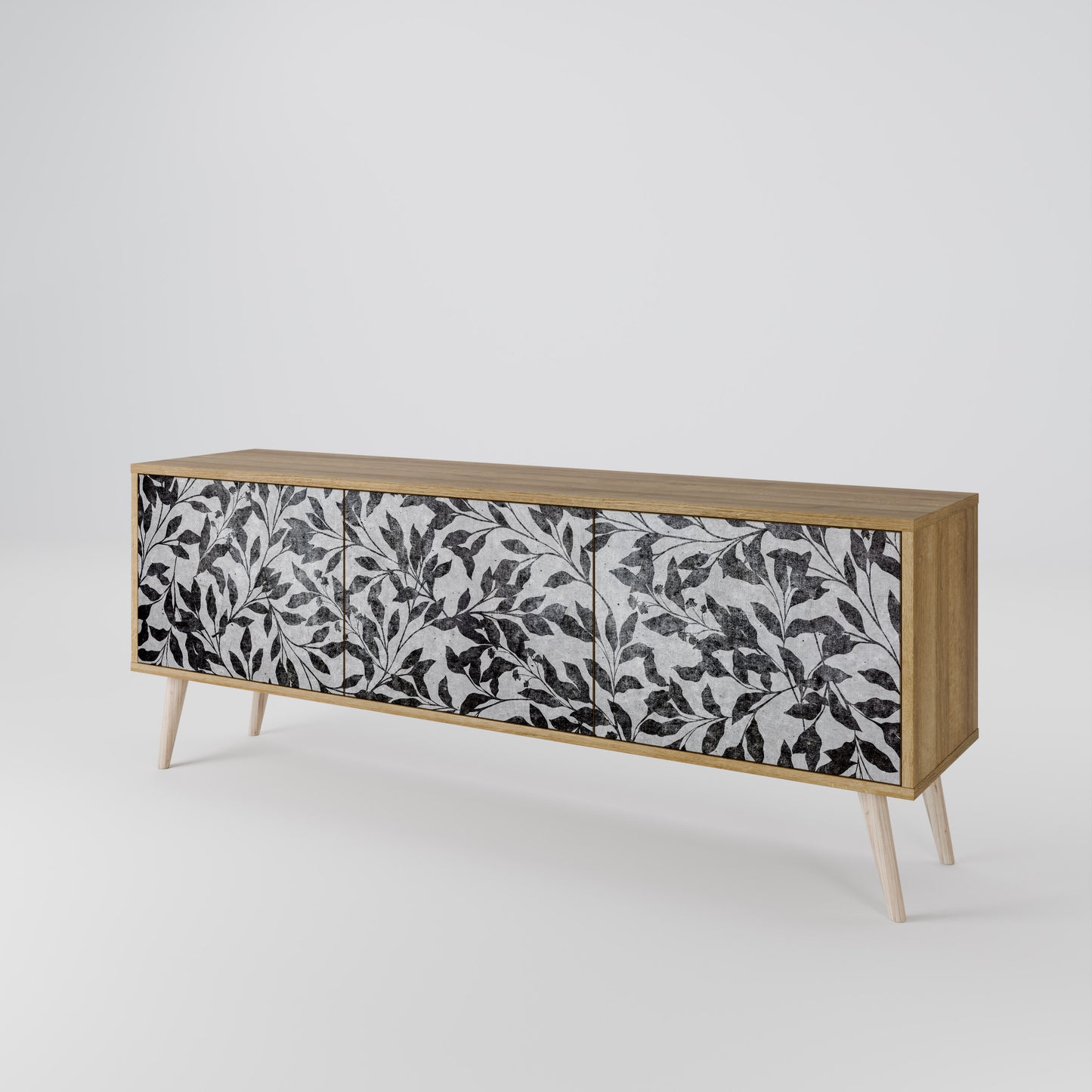Mobile TV CHARCOAL SPROUT a 3 ante effetto rovere