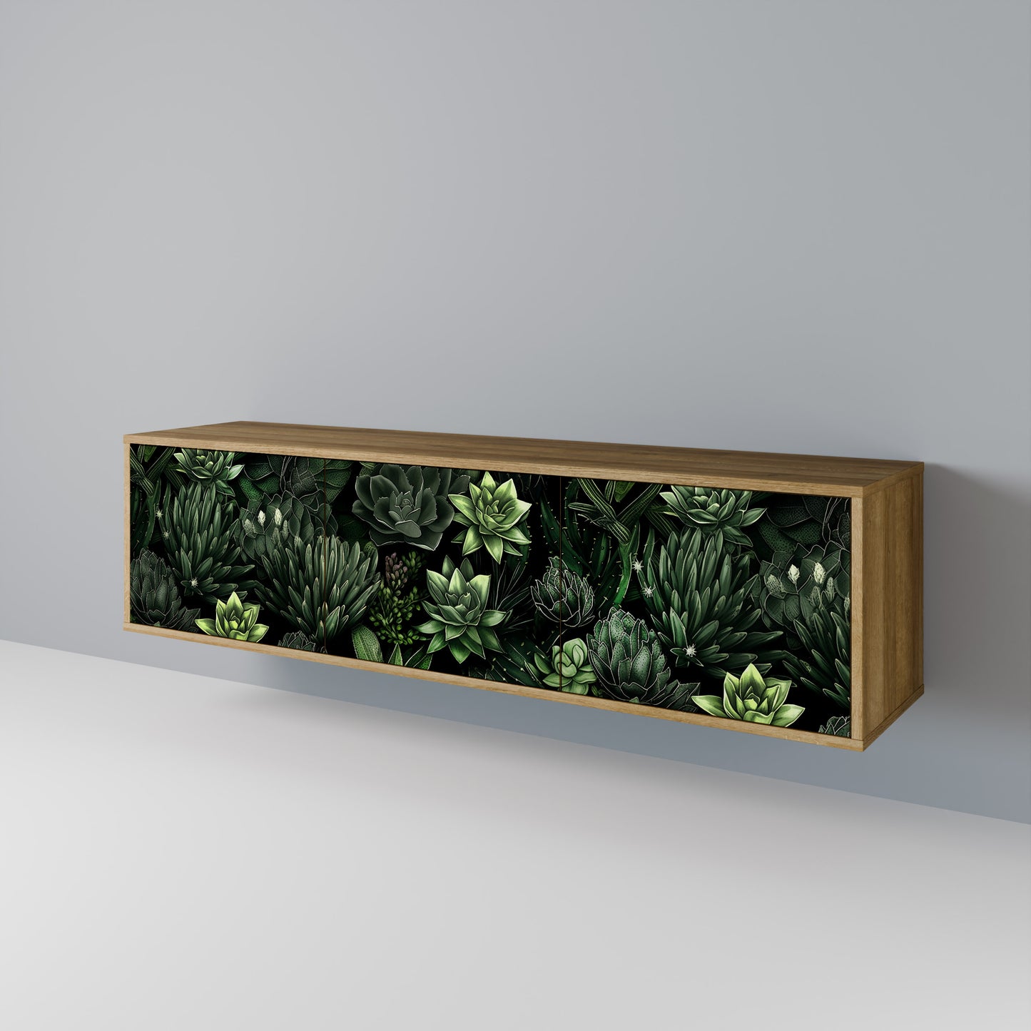 Mobile TV a 3 ante SUCCULENT JUNGLE in effetto rovere