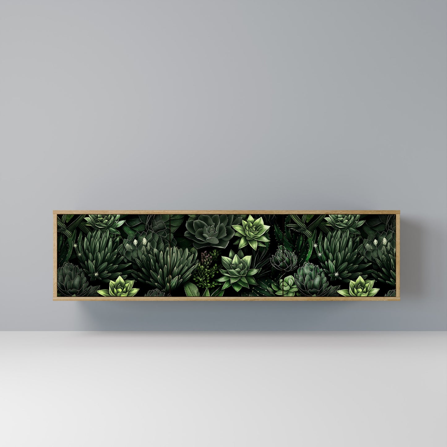 Mobile TV a 3 ante SUCCULENT JUNGLE in effetto rovere
