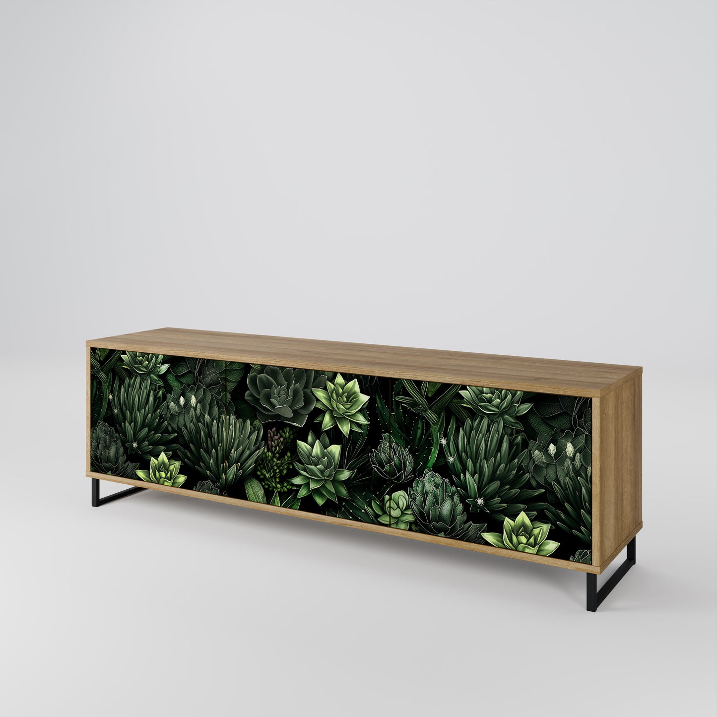 Mobile TV a 3 ante SUCCULENT JUNGLE in effetto rovere