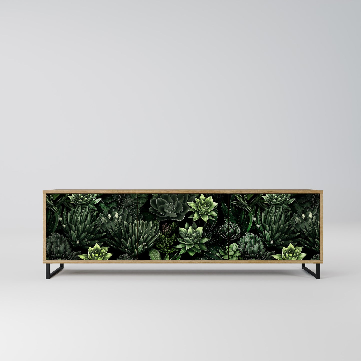 Mobile TV a 3 ante SUCCULENT JUNGLE in effetto rovere
