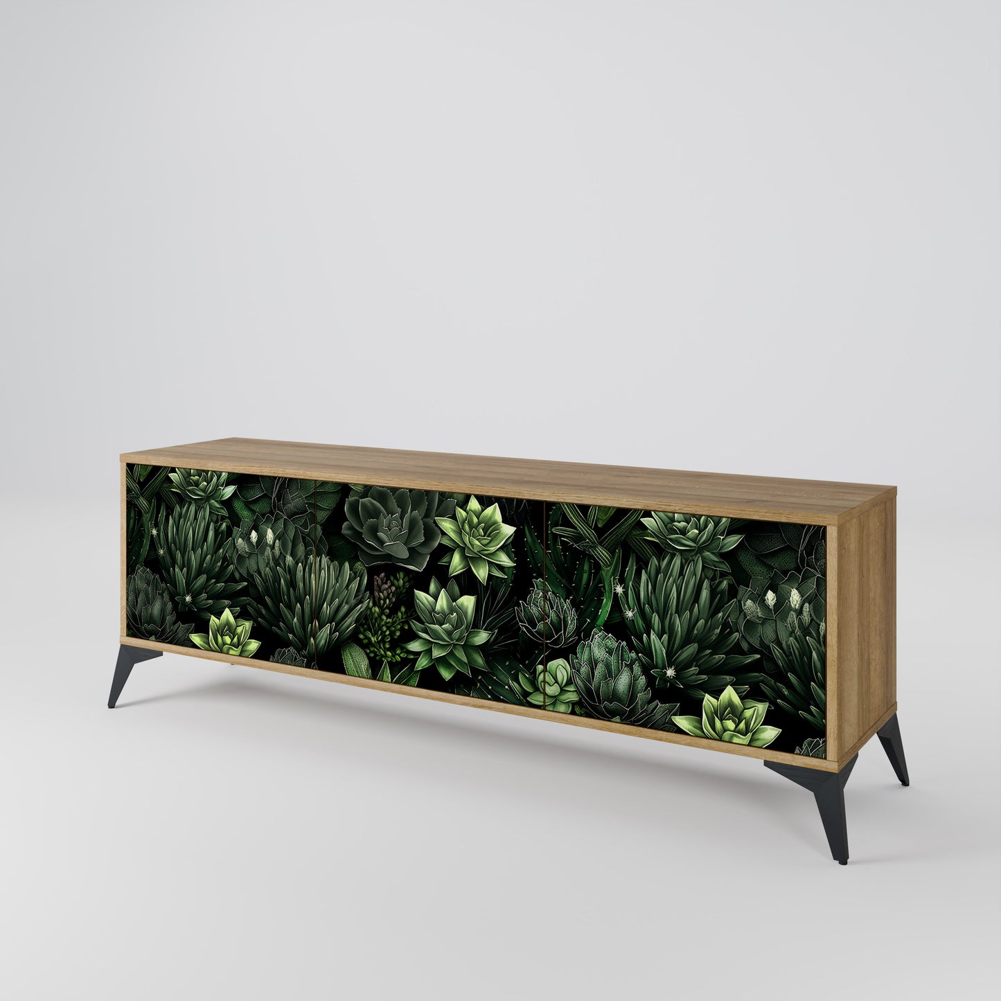 Mobile TV a 3 ante SUCCULENT JUNGLE in effetto rovere