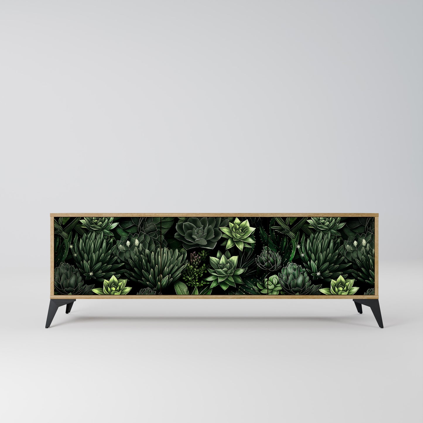 Mobile TV a 3 ante SUCCULENT JUNGLE in effetto rovere