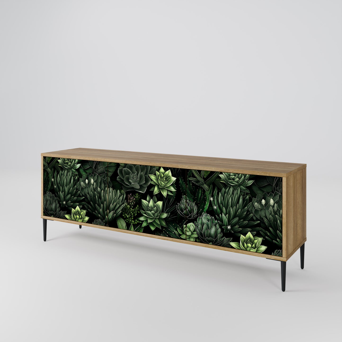 Mobile TV a 3 ante SUCCULENT JUNGLE in effetto rovere