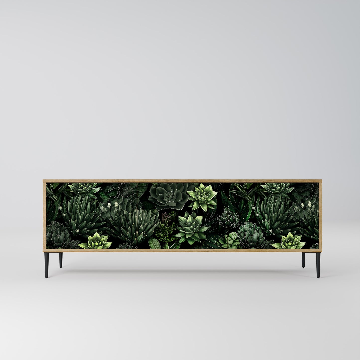 Mobile TV a 3 ante SUCCULENT JUNGLE in effetto rovere