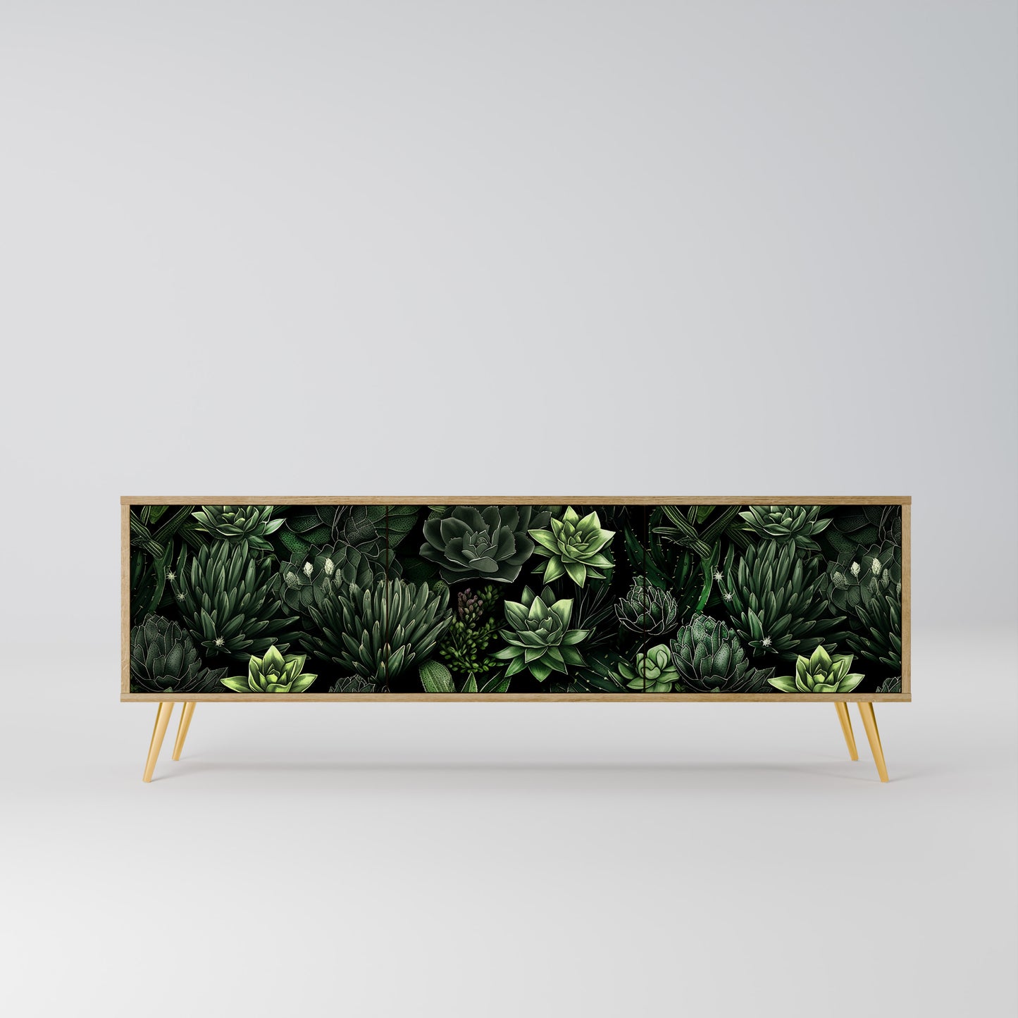 Mobile TV a 3 ante SUCCULENT JUNGLE in effetto rovere