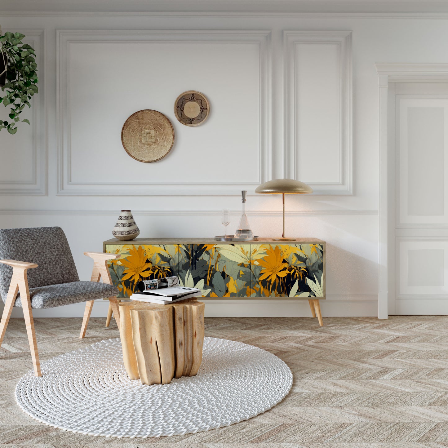 Mobile TV a 3 ante SUNKISSED LILY in effetto rovere