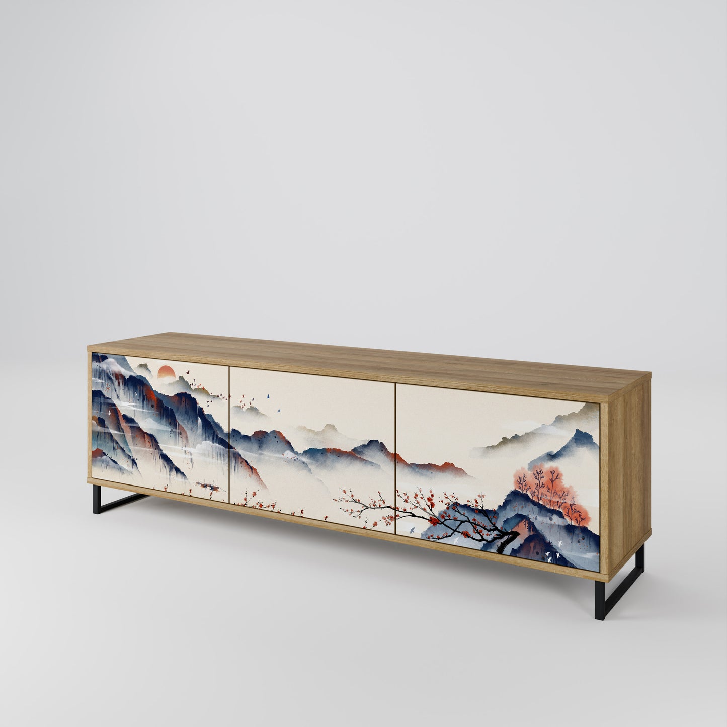 Mobile TV a 3 ante JAPANESE LANDSCAPE in effetto rovere