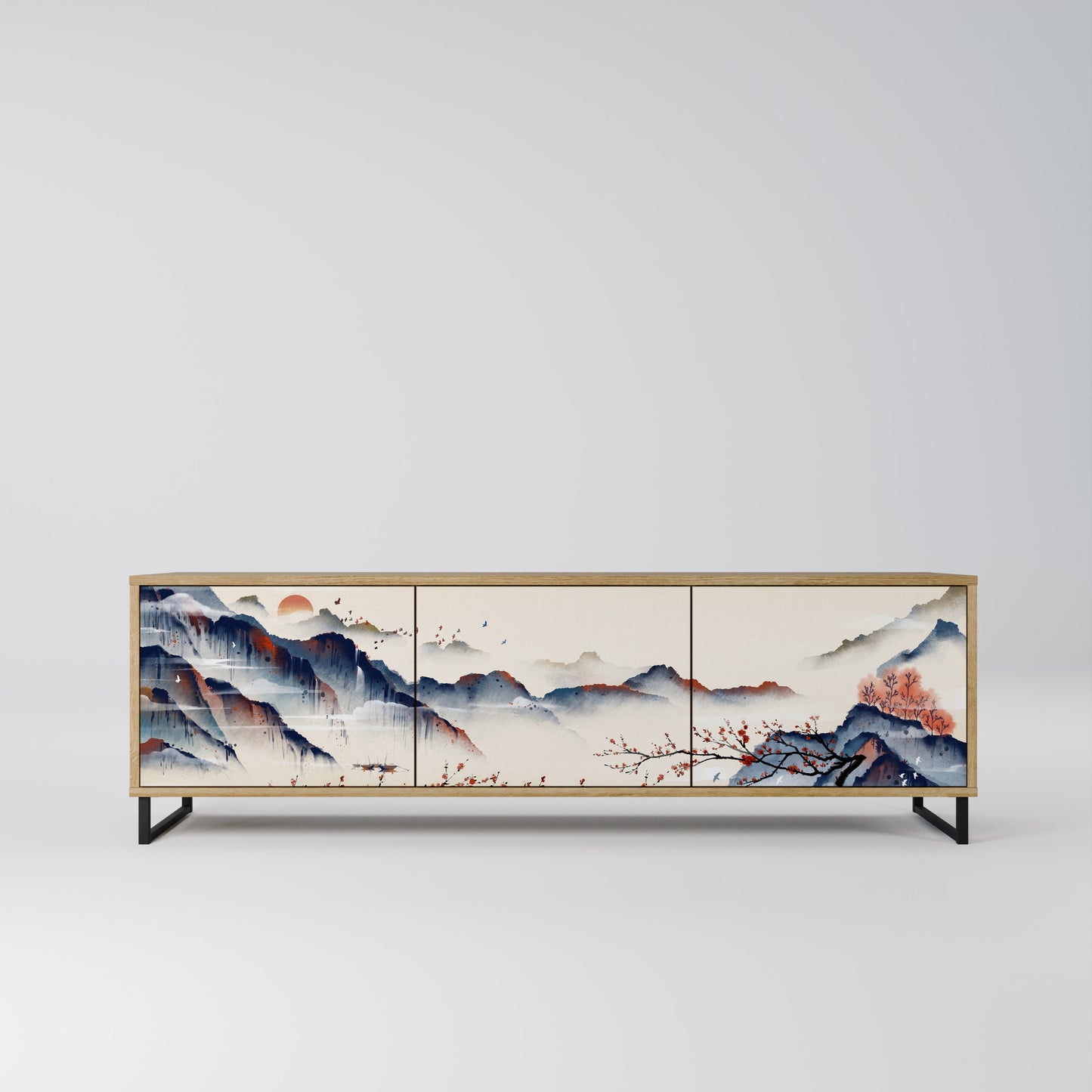 Mobile TV a 3 ante JAPANESE LANDSCAPE in effetto rovere