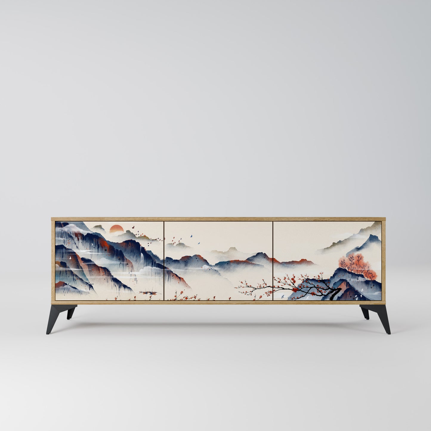 Mobile TV a 3 ante JAPANESE LANDSCAPE in effetto rovere