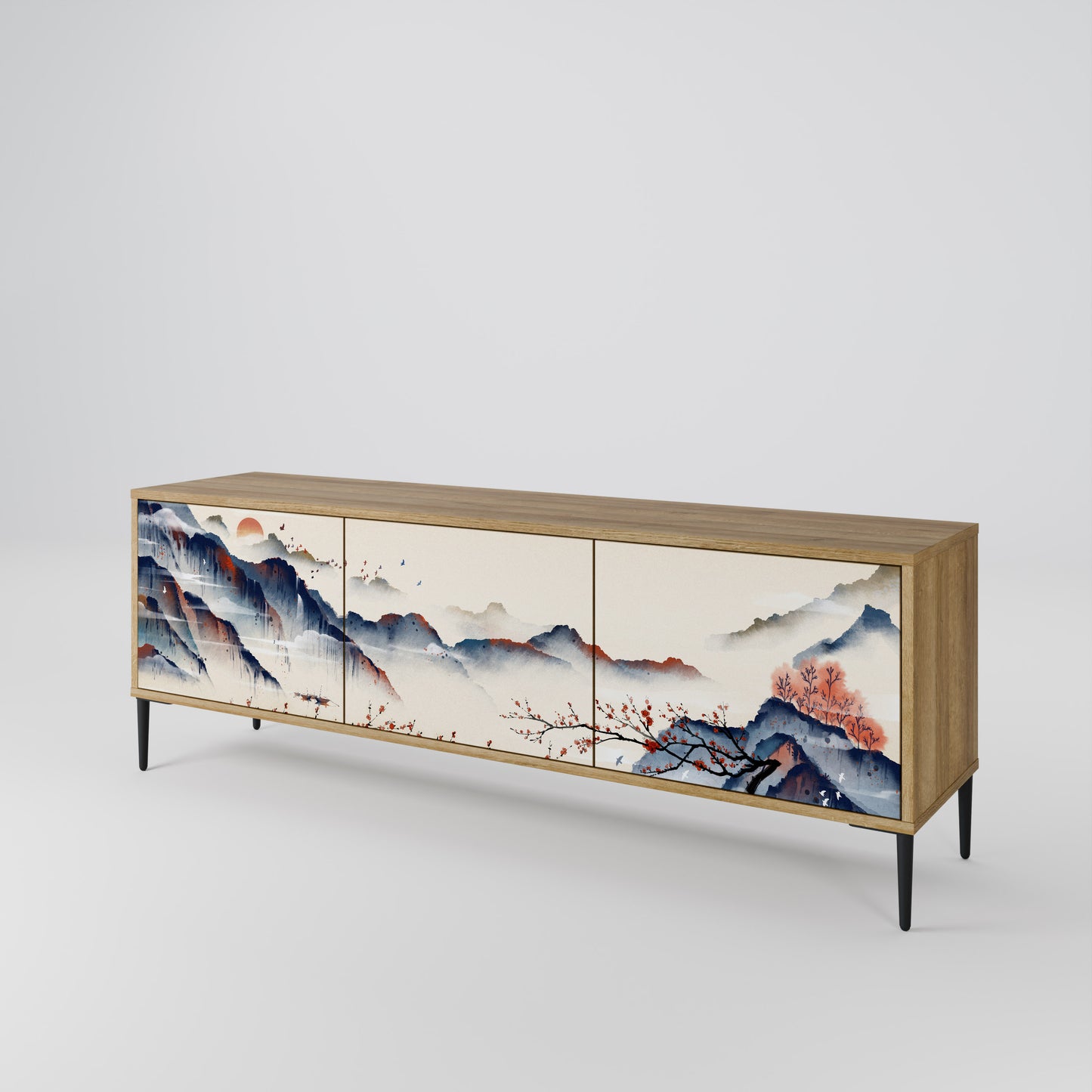 Mobile TV a 3 ante JAPANESE LANDSCAPE in effetto rovere