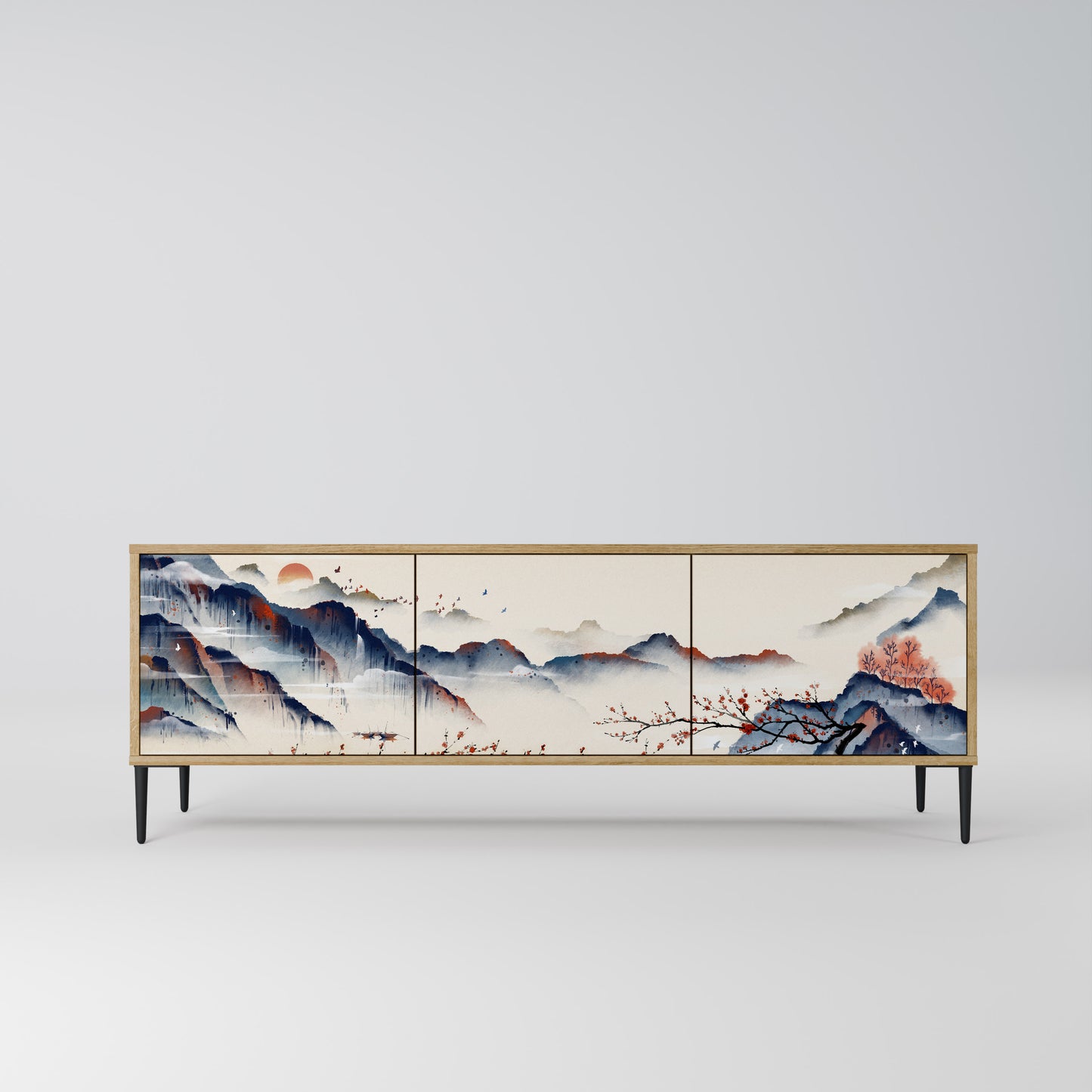Mobile TV a 3 ante JAPANESE LANDSCAPE in effetto rovere