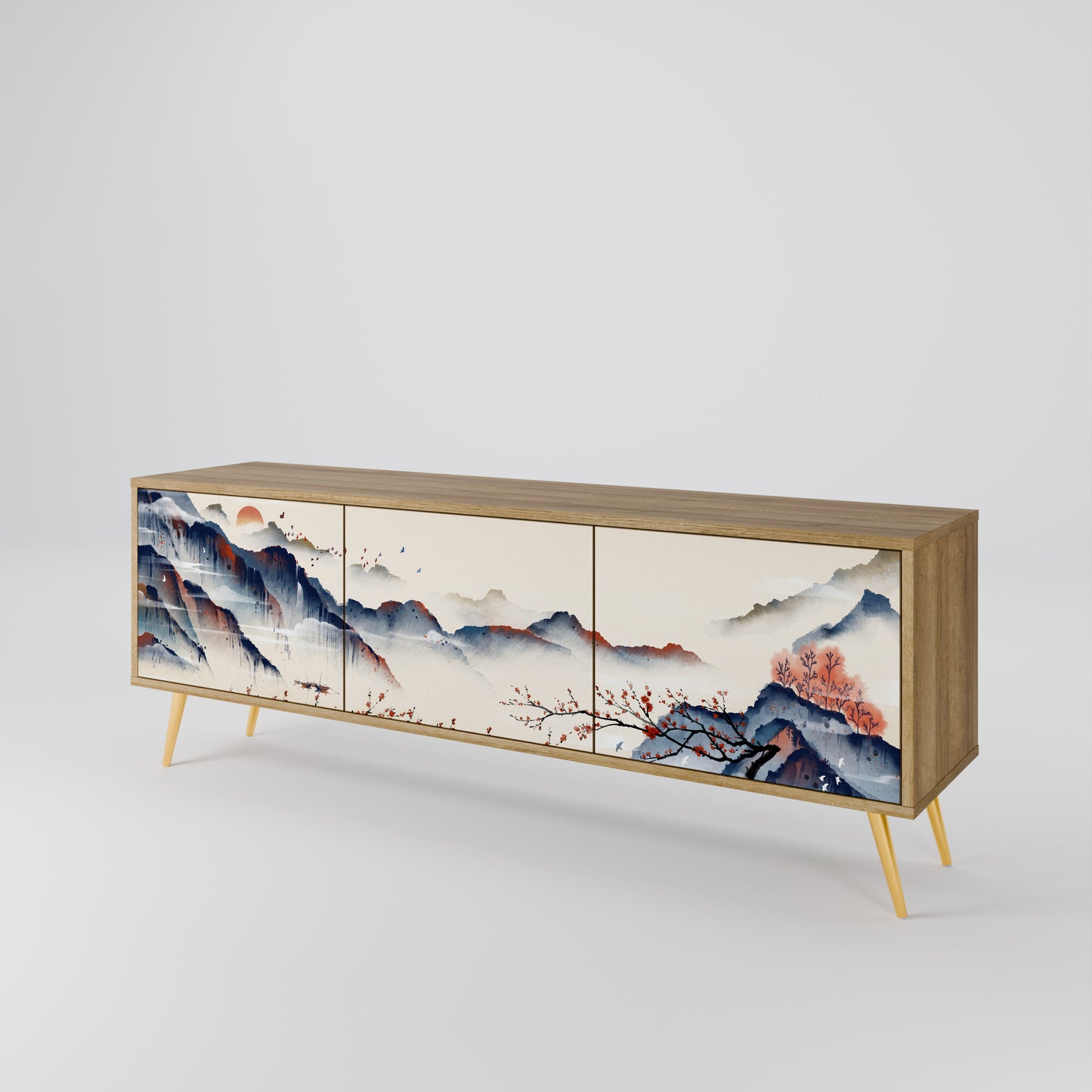 Mobile TV a 3 ante JAPANESE LANDSCAPE in effetto rovere