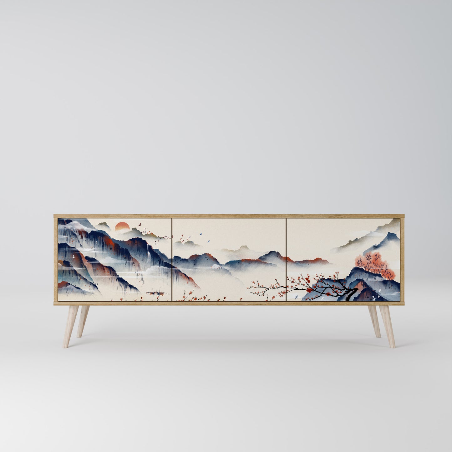 Mobile TV a 3 ante JAPANESE LANDSCAPE in effetto rovere
