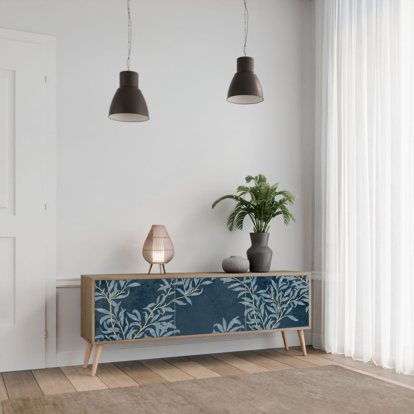 Mobile TV BLUE LEAVES a 3 ante effetto rovere