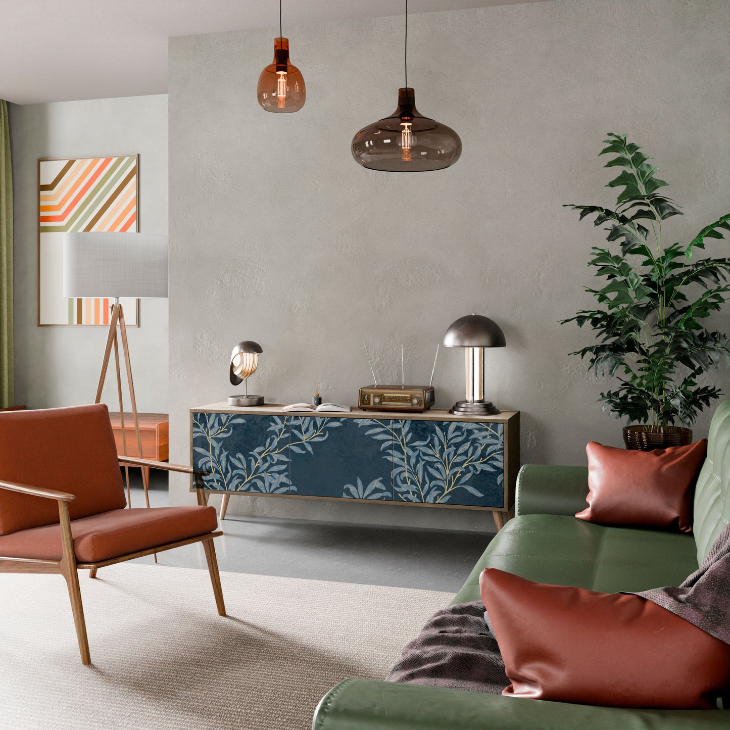 Mobile TV BLUE LEAVES a 3 ante effetto rovere