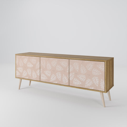 LEAVES ON BEIGE 3-Door TV Stand in Oak Effect