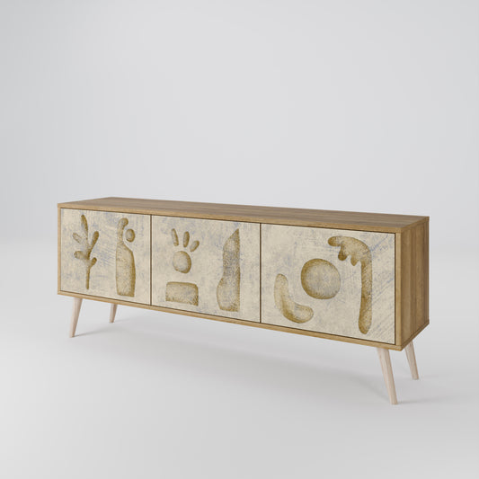 SAND SCULPTURES 3-Door TV Stand in Oak Effect