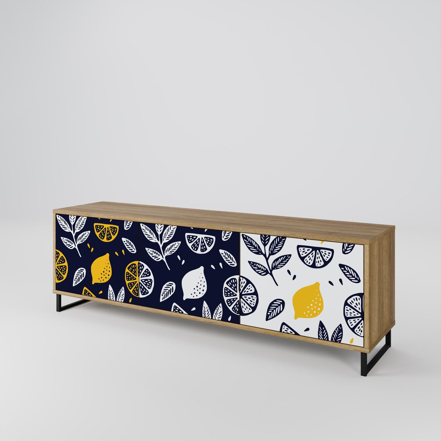 Mobile TV a 3 ante CITRUS BLACK AND WHITE in effetto rovere