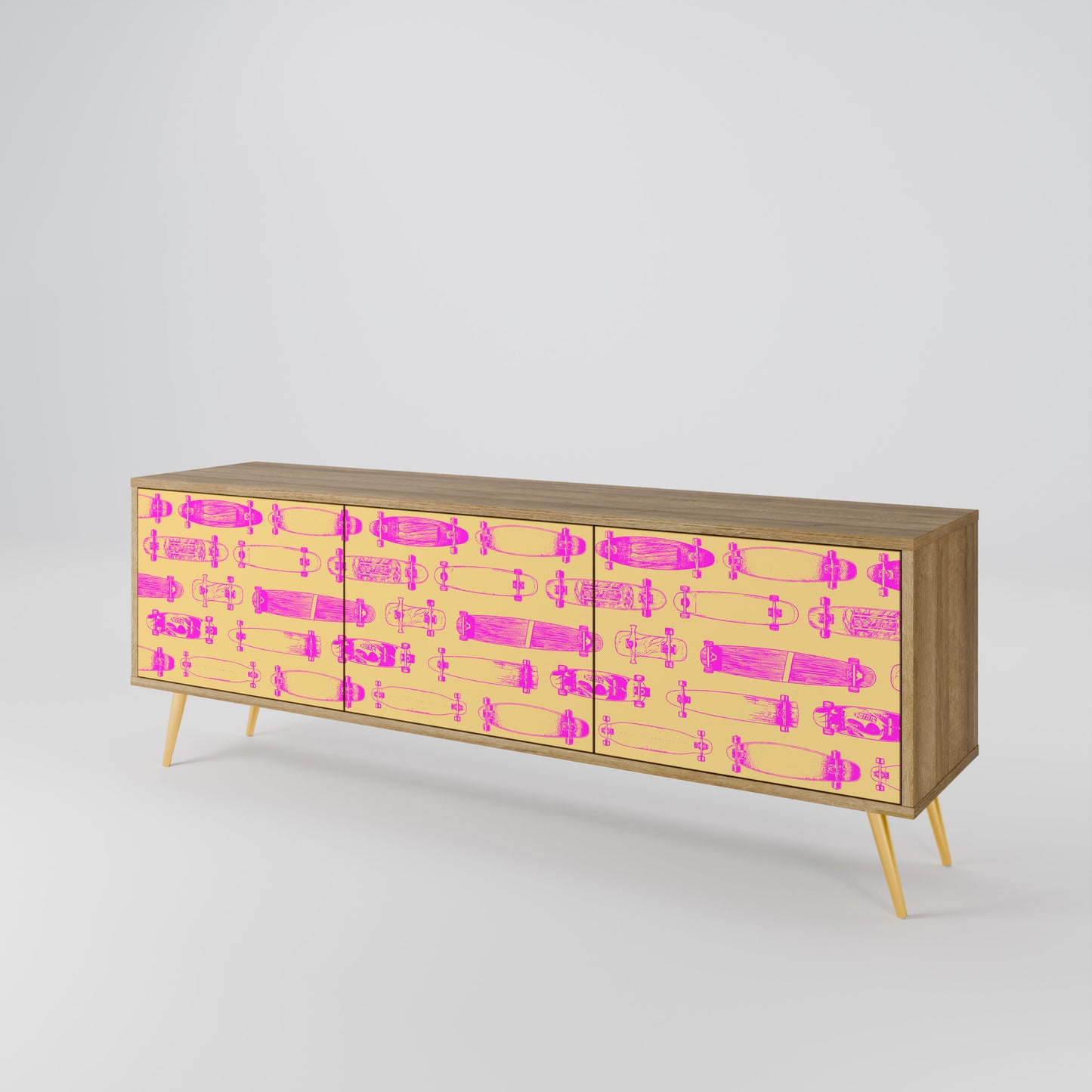 Mobile TV SKATEBOARD ARTISTRY a 3 ante in effetto rovere