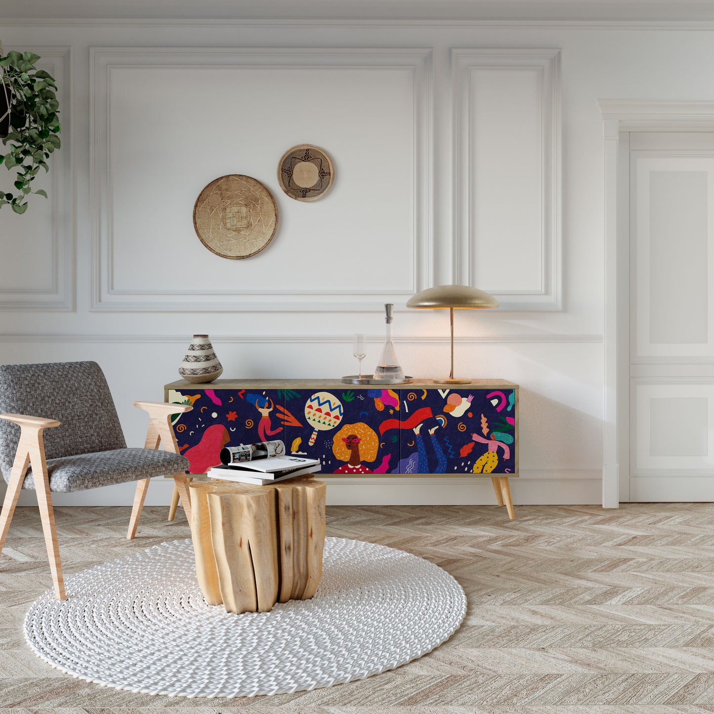FESTIVE PLEASURES Mobile TV a 3 ante in effetto rovere