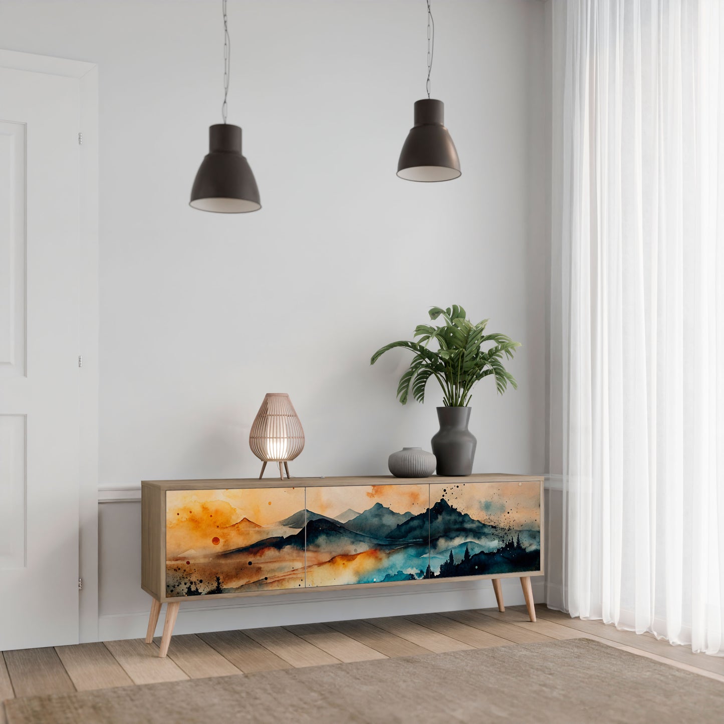Mobile TV OMINOUS MOUNTAINS a 3 ante in effetto rovere