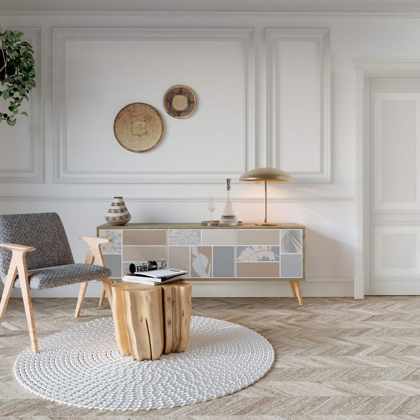 Mobile TV TROPICAL SHAPES a 3 ante effetto rovere