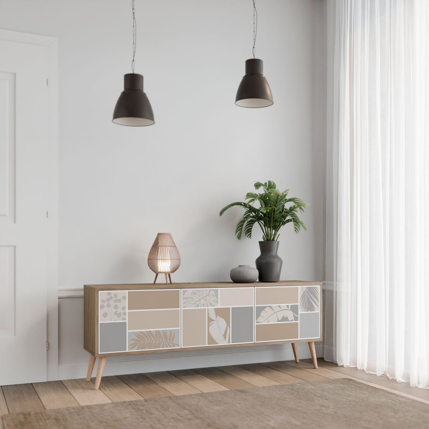 Mobile TV TROPICAL SHAPES a 3 ante effetto rovere