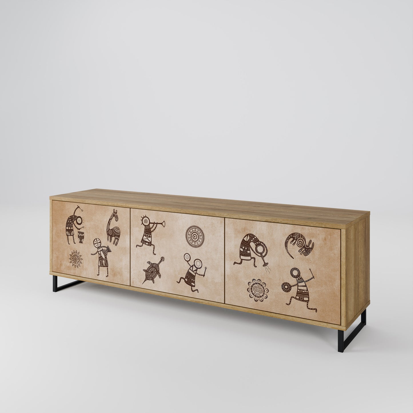 Mobile TV a 3 ante in stile africano effetto rovere