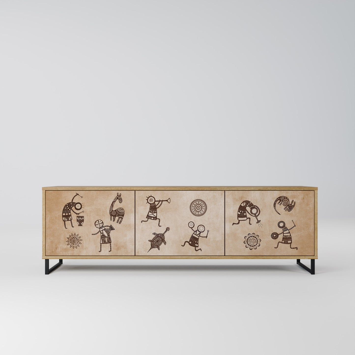 Mobile TV a 3 ante in stile africano effetto rovere