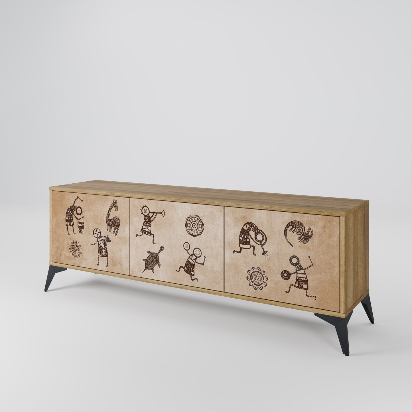 Mobile TV a 3 ante in stile africano effetto rovere