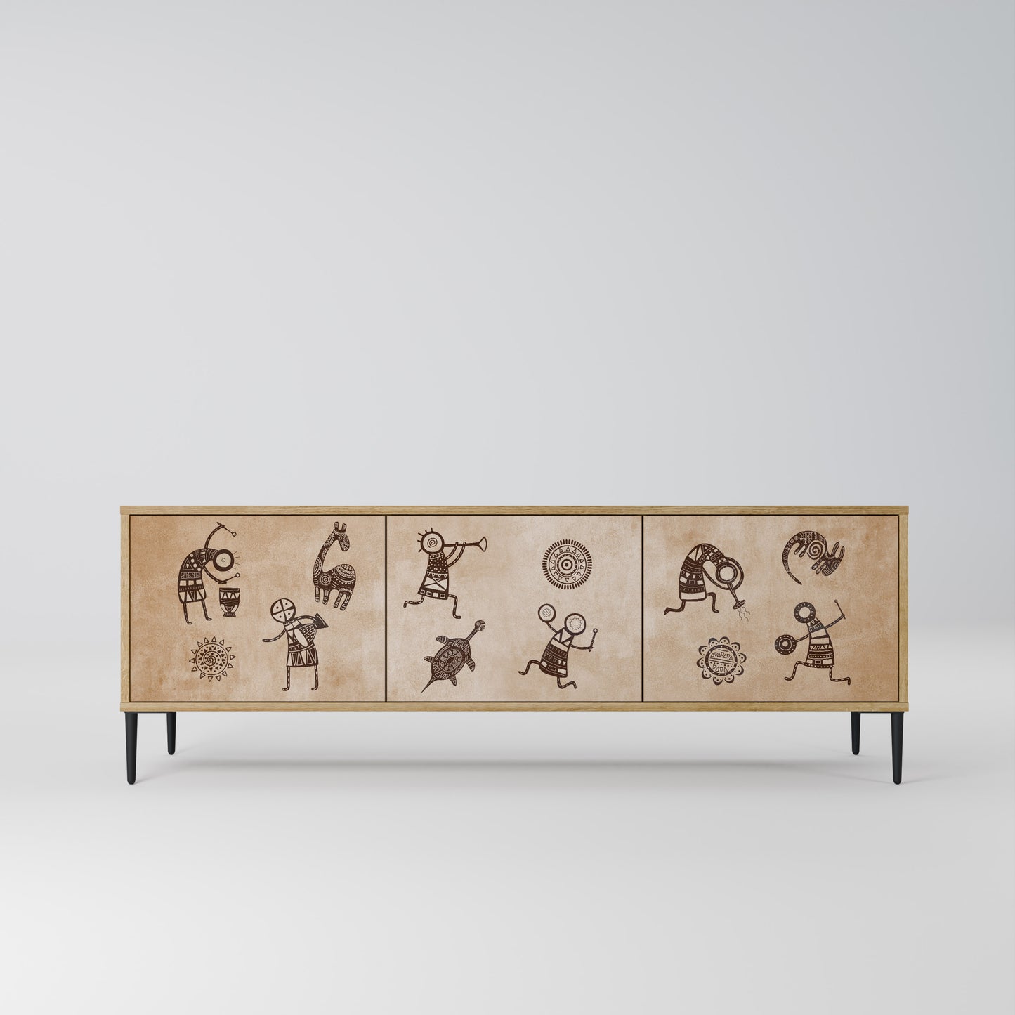 Mobile TV a 3 ante in stile africano effetto rovere