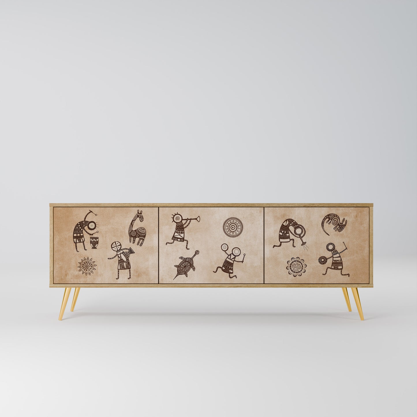Mobile TV a 3 ante in stile africano effetto rovere