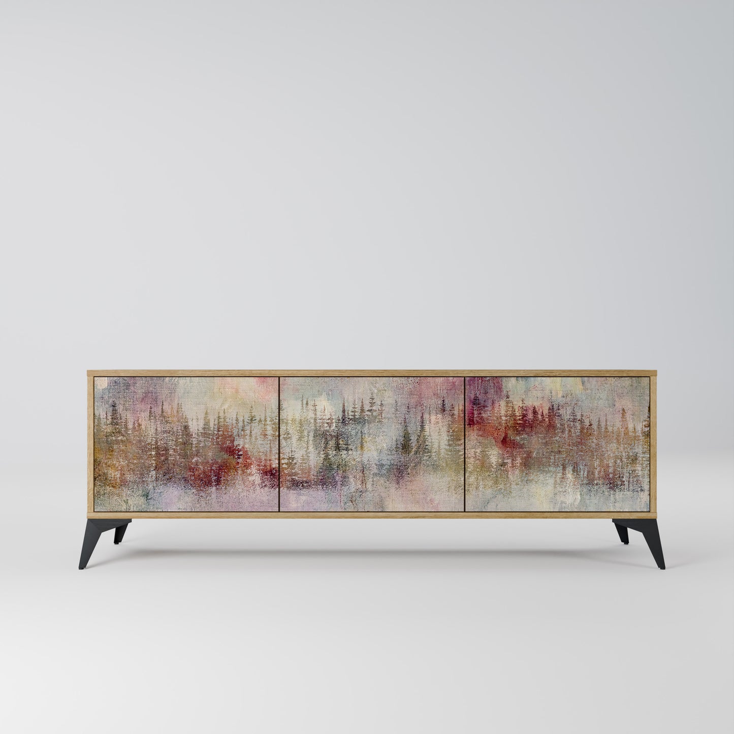 VEILED SUMMIT 3-Door TV Stand in Oak Effect