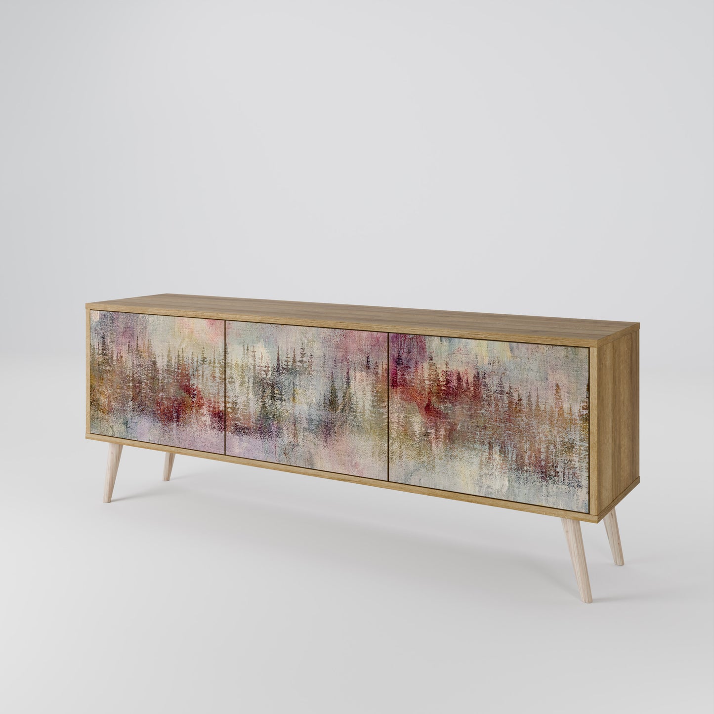 VEILED SUMMIT 3-Door TV Stand in Oak Effect