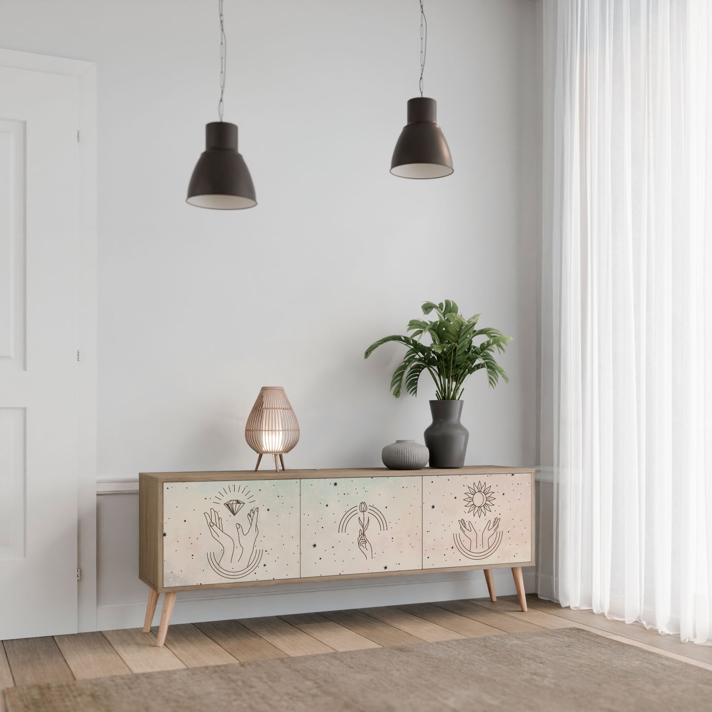 Mobile TV DELICATE BEAUTY a 3 ante in effetto rovere