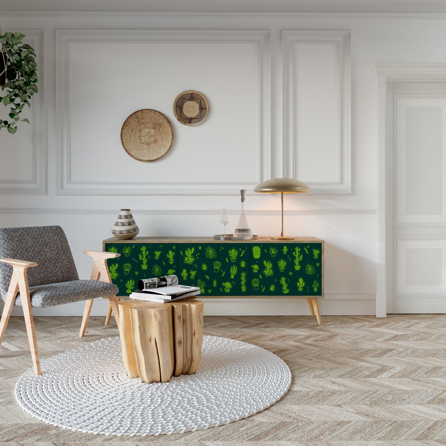 Mobile TV DESERT GREEN a 3 ante in effetto rovere