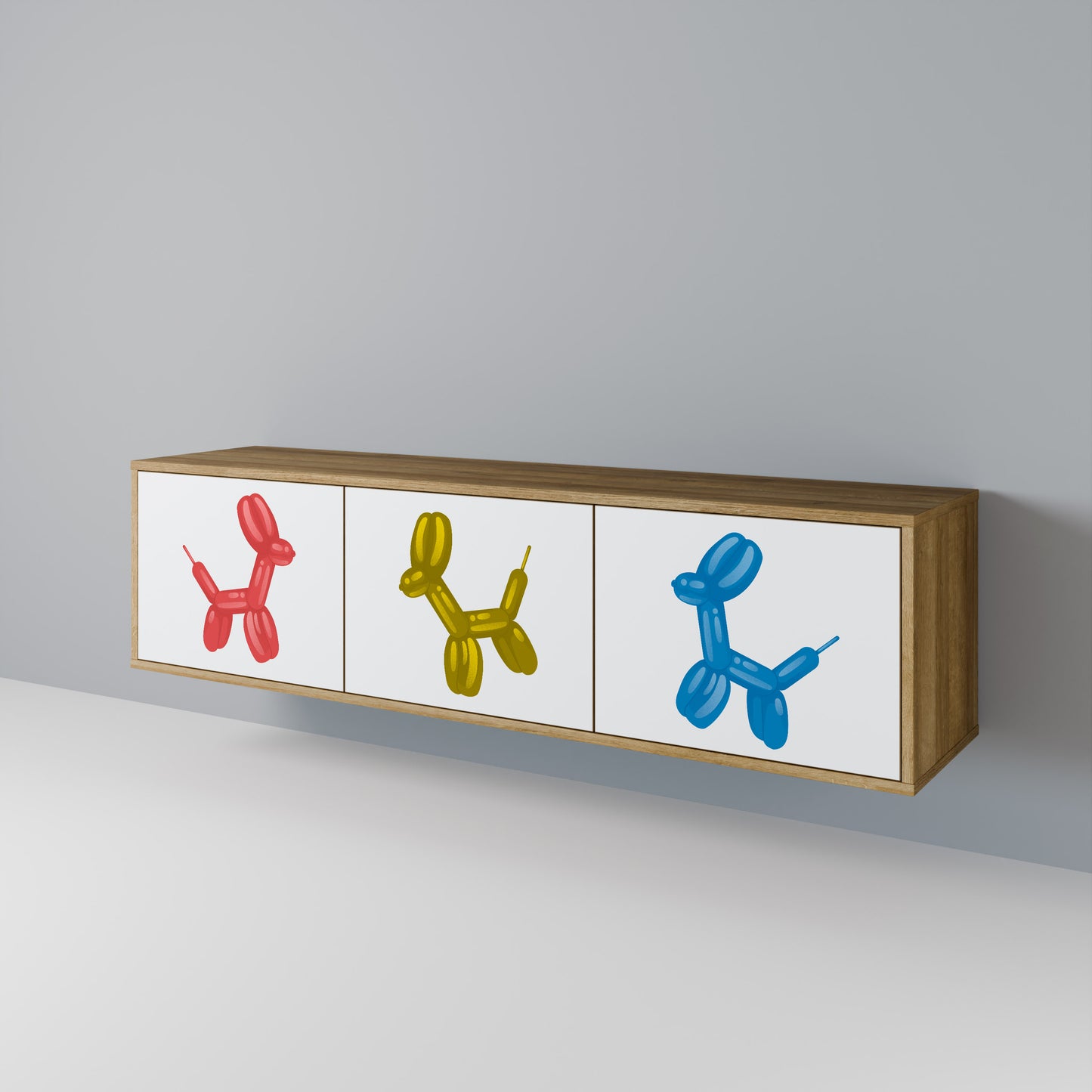 CHILDHOOD MEMORY 3-Door TV Stand in Oak Effect
