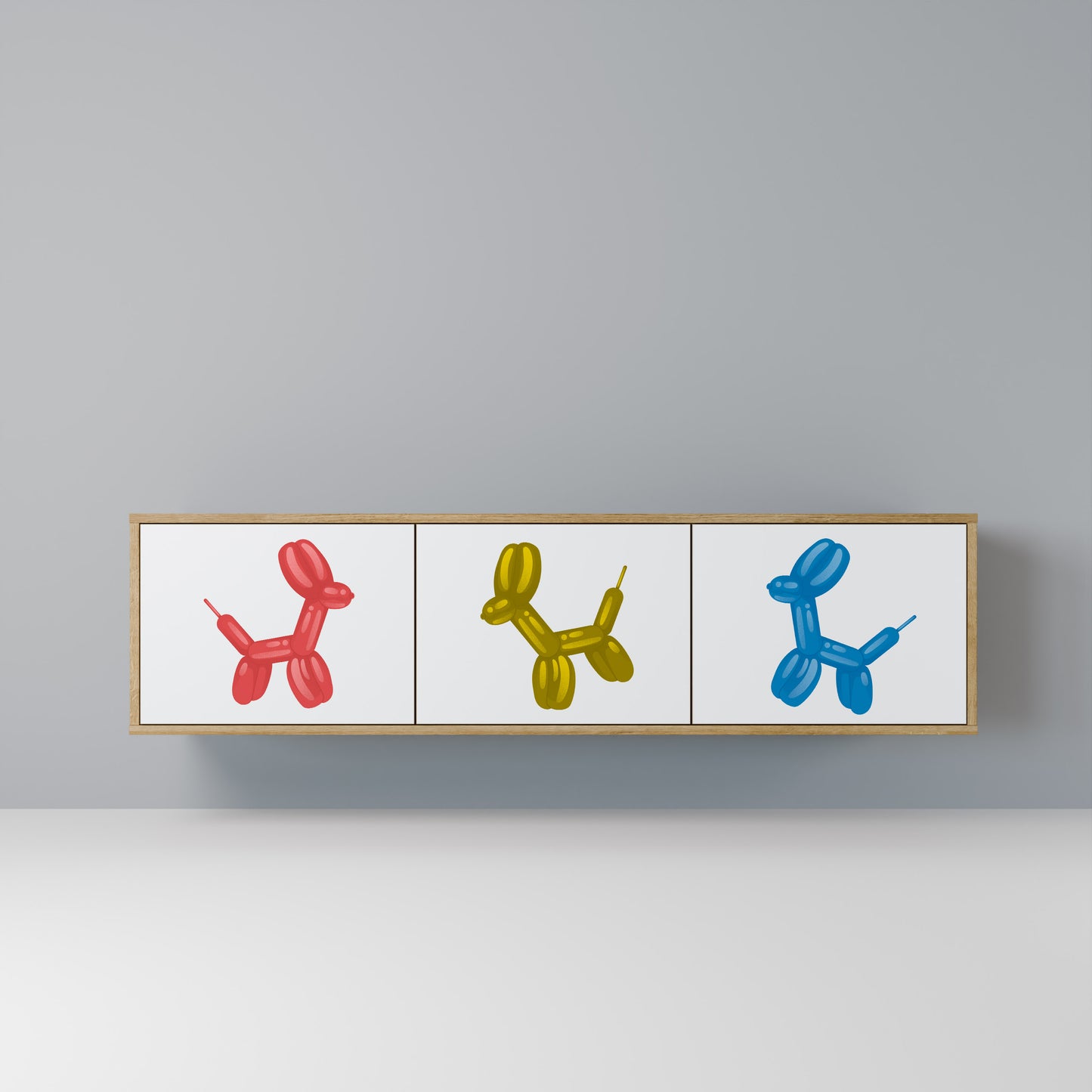 CHILDHOOD MEMORY 3-Door TV Stand in Oak Effect