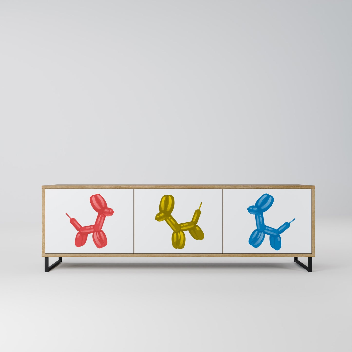 CHILDHOOD MEMORY 3-Door TV Stand in Oak Effect
