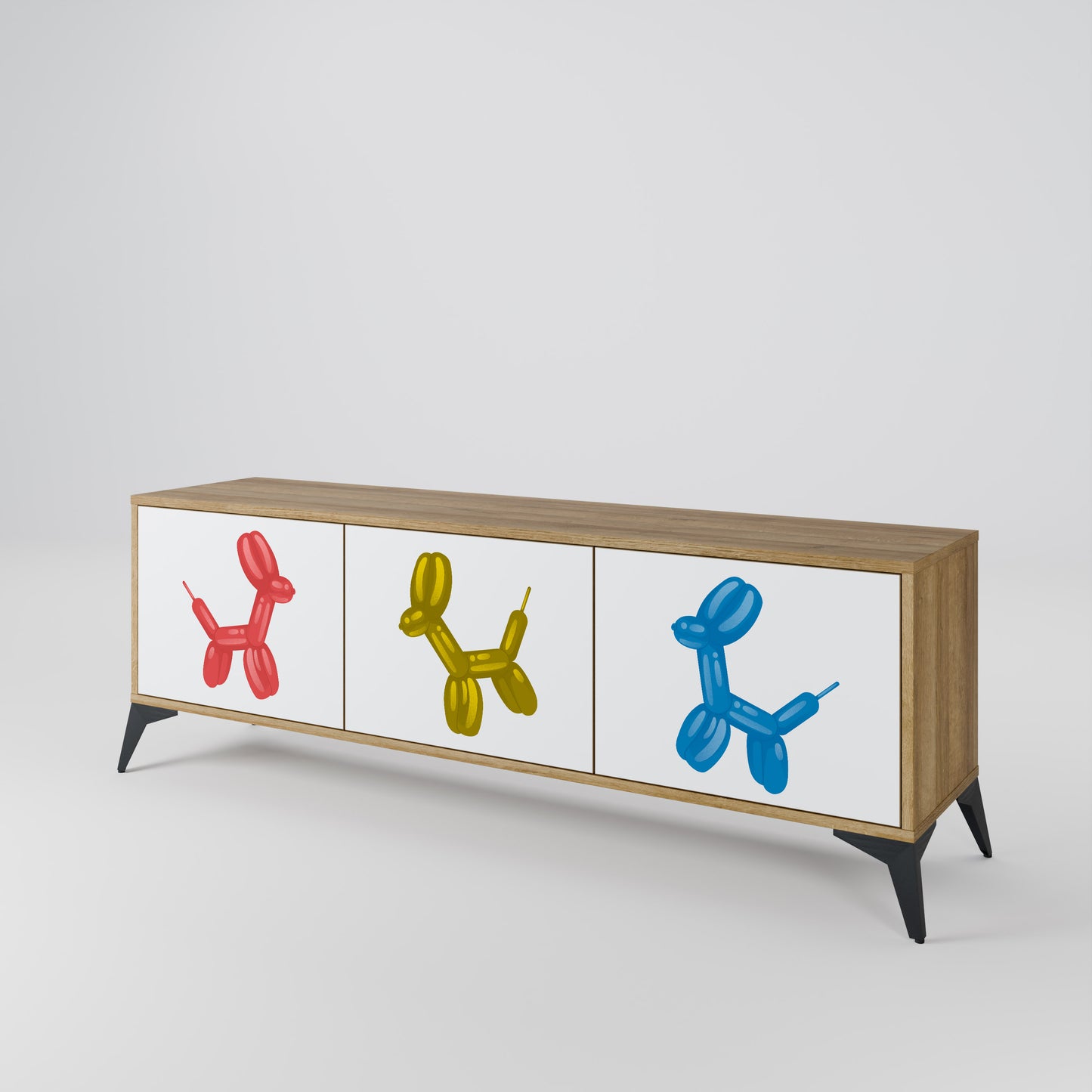 CHILDHOOD MEMORY 3-Door TV Stand in Oak Effect