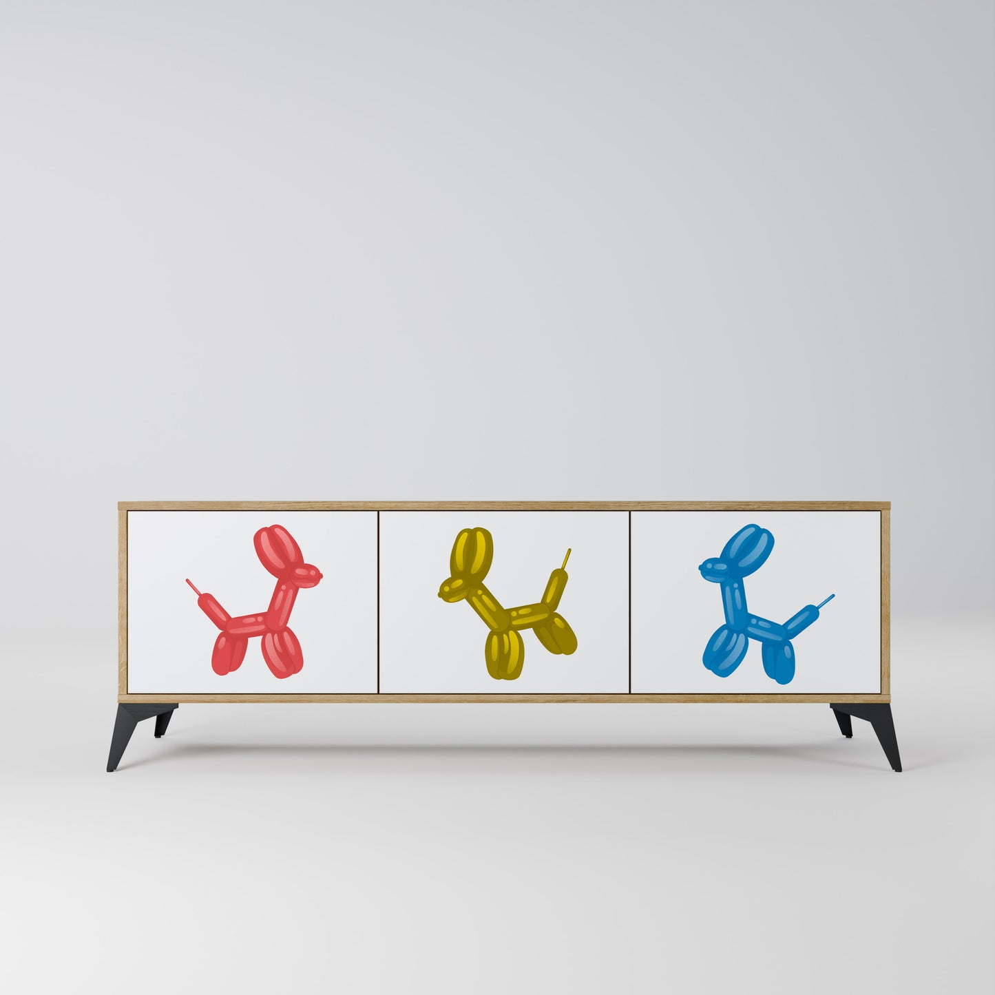 CHILDHOOD MEMORY 3-Door TV Stand in Oak Effect