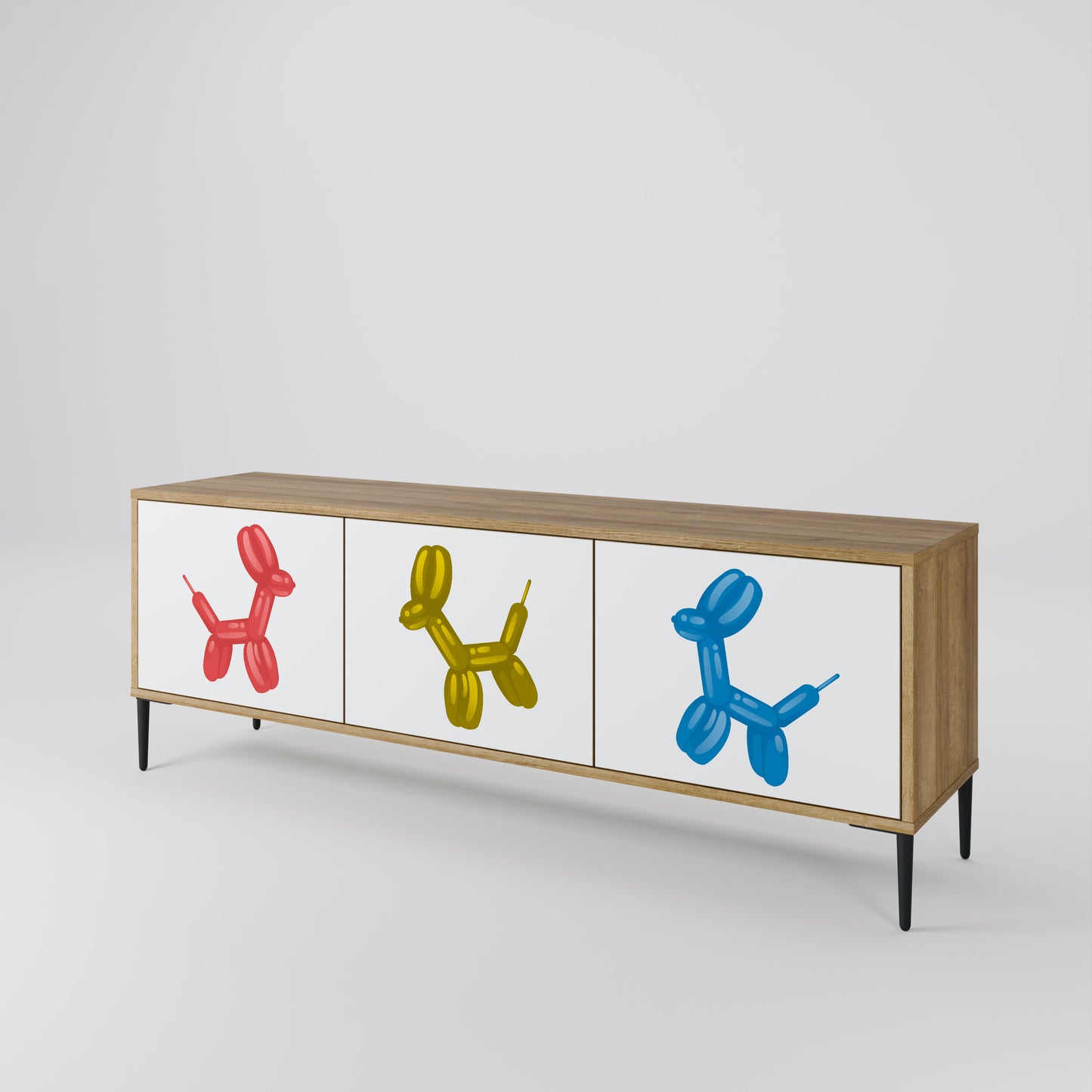 CHILDHOOD MEMORY 3-Door TV Stand in Oak Effect