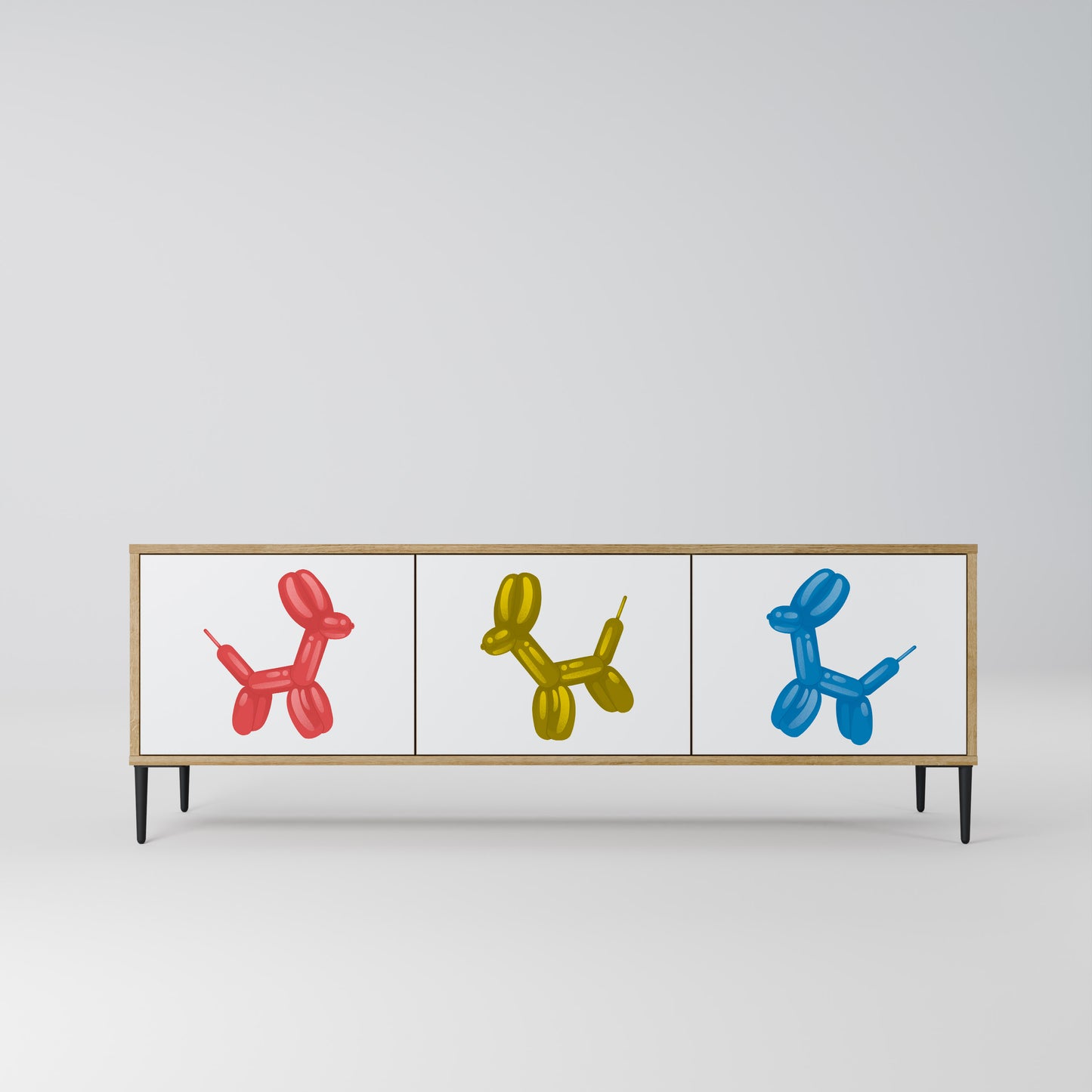 CHILDHOOD MEMORY 3-Door TV Stand in Oak Effect
