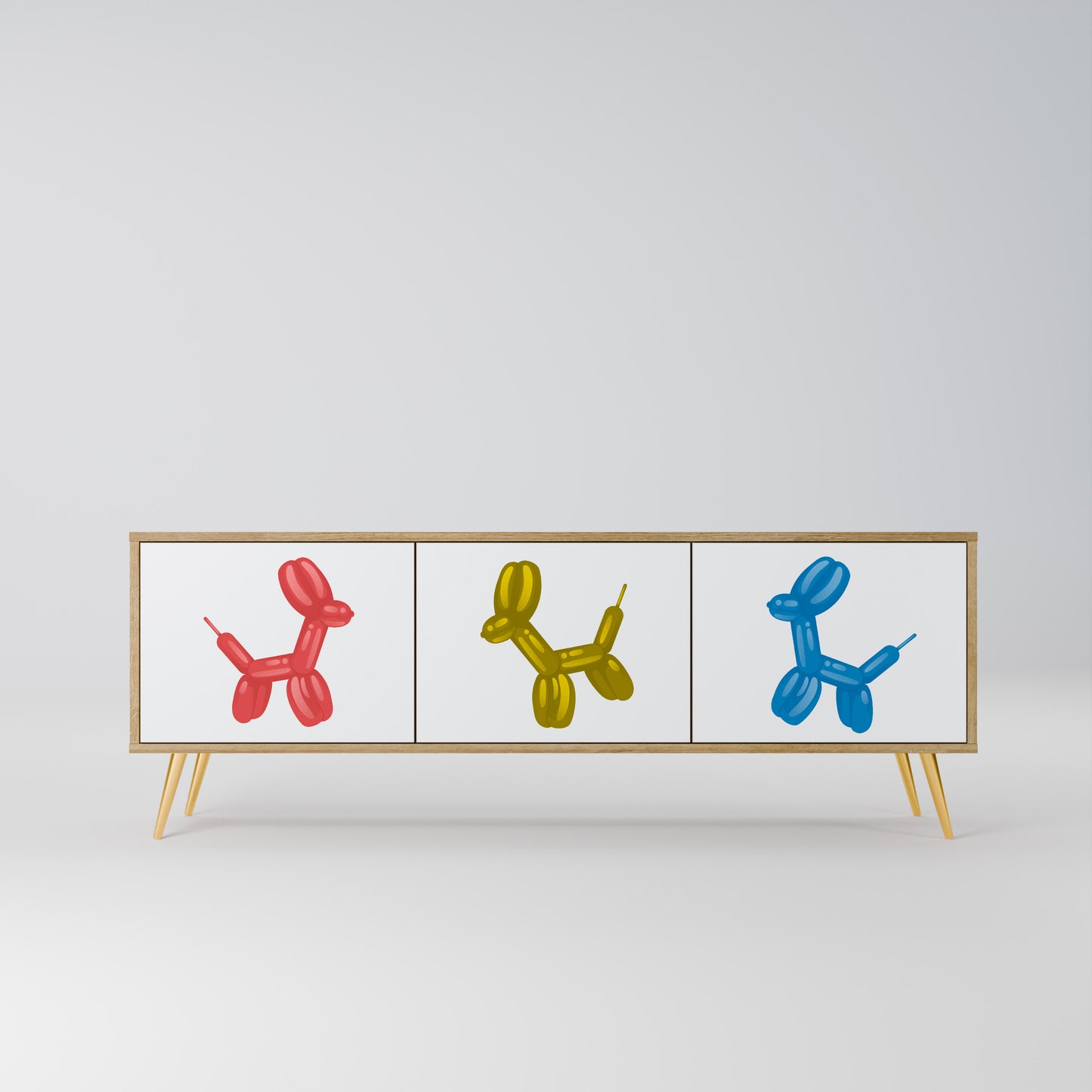 CHILDHOOD MEMORY 3-Door TV Stand in Oak Effect