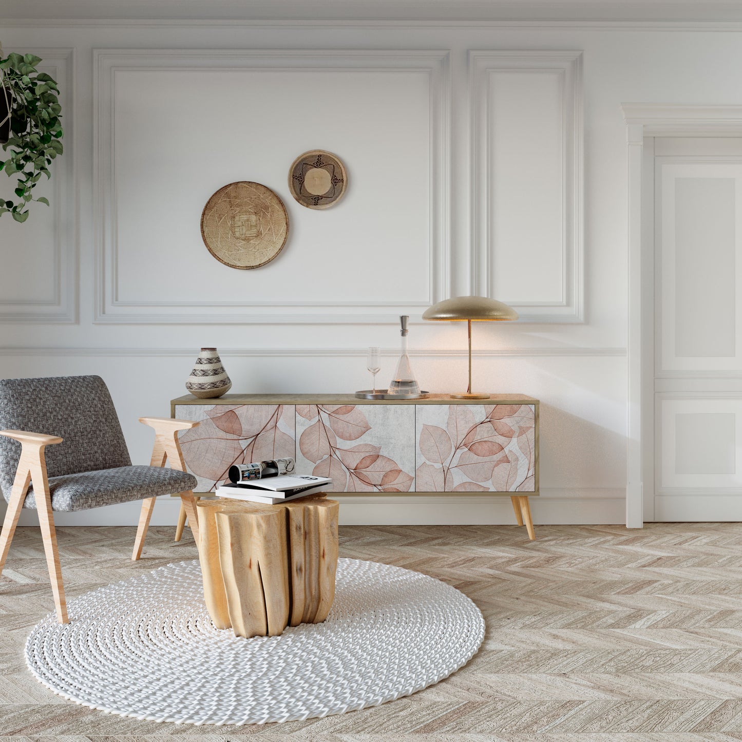 Mobile TV AUTUMN FRAGILITÀ a 3 ante in effetto rovere